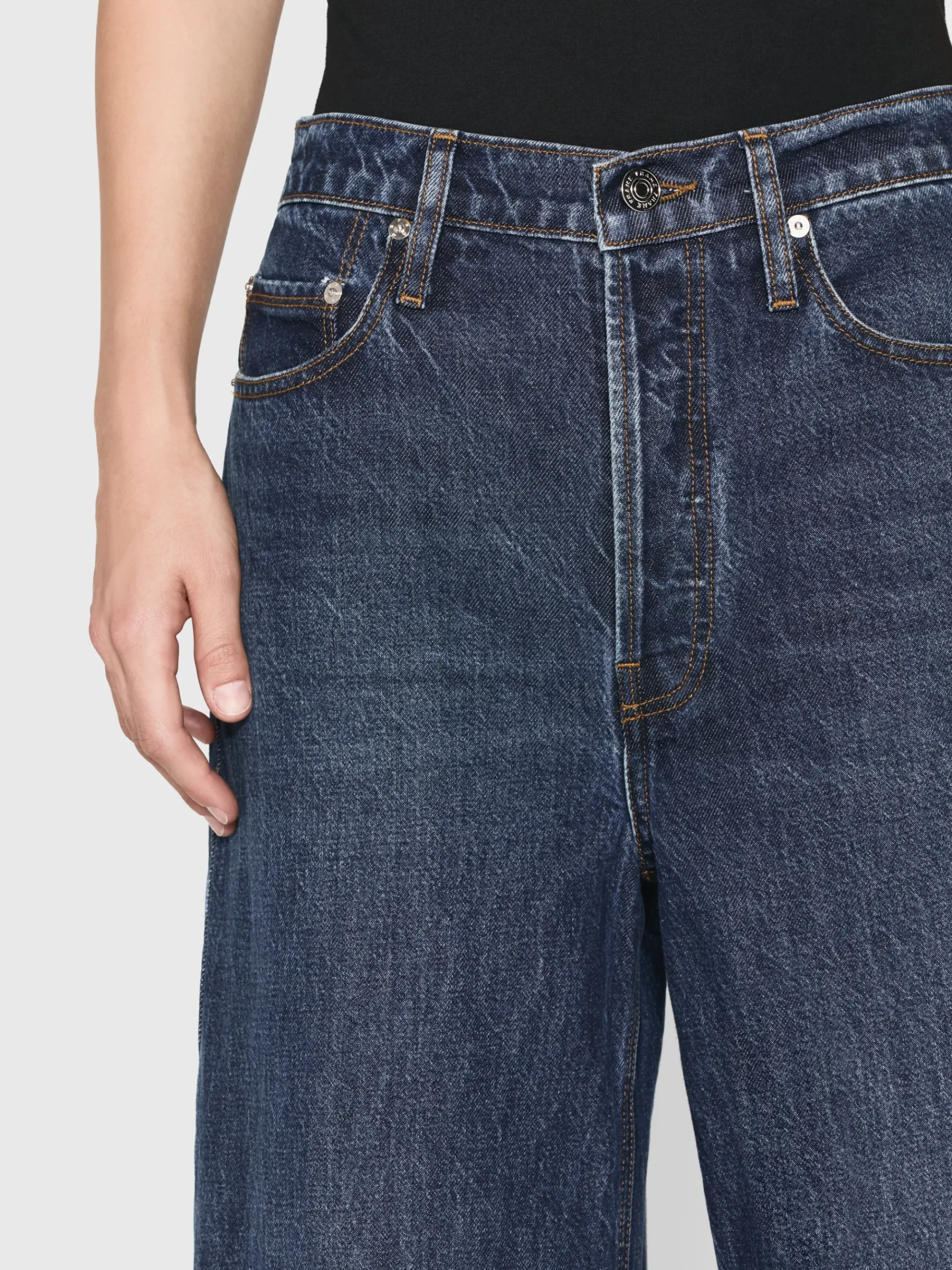 Women FRAME Le Low Baggy Wide Leg in Blindspot Raw Fray