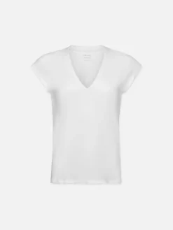 Women FRAME Le Mid Rise V Neck Tee in