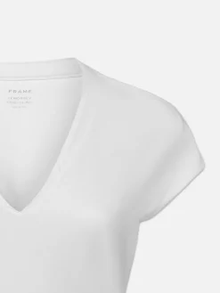 Women FRAME Le Mid Rise V Neck Tee in