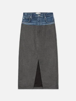 Women FRAME Le Mix Midaxi Skirt in Malibu Herringbone