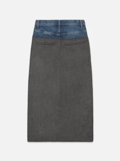 Women FRAME Le Mix Midaxi Skirt in Malibu Herringbone