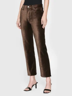 Women FRAME Le Sleek Straight Velveteen in Peppercorn Velvet