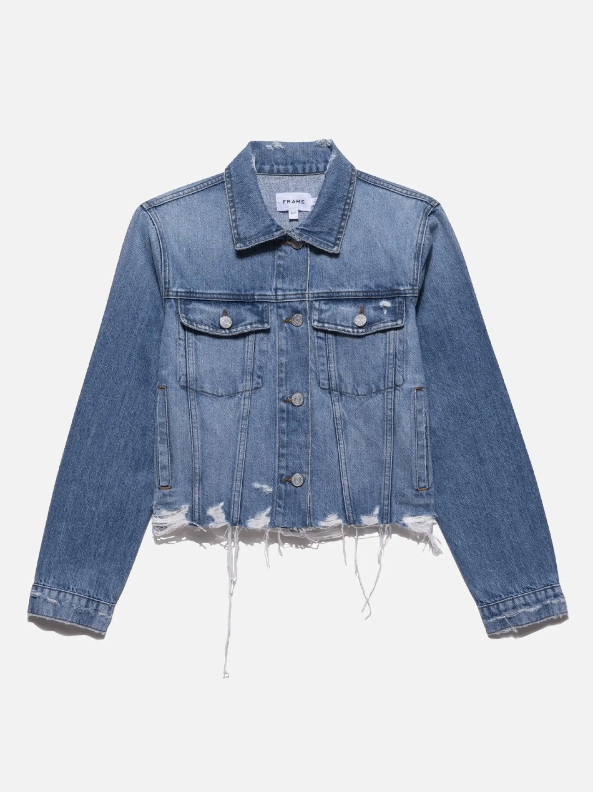 Women FRAME Le Vintage Jacket Raw Hem in Rossum Rips