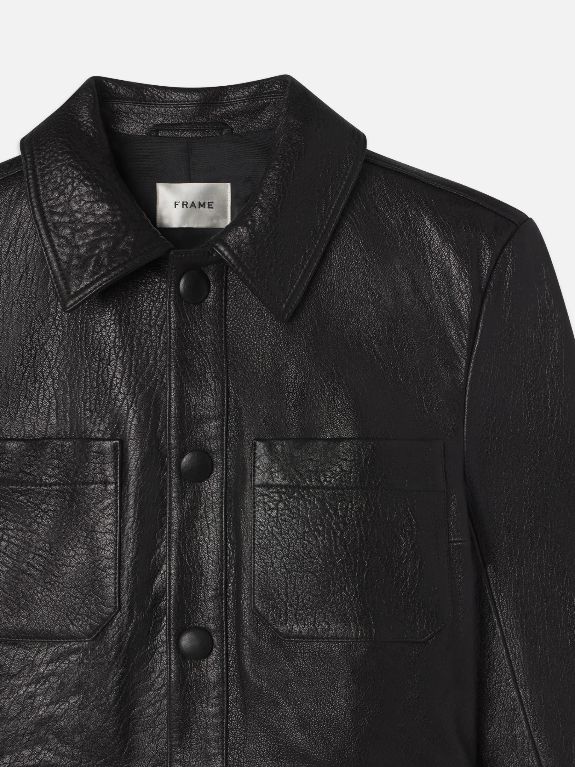 Women FRAME Leather Button Front Jacket in