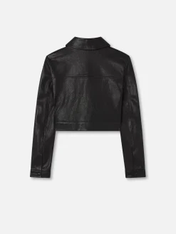 Women FRAME Leather Button Front Jacket in