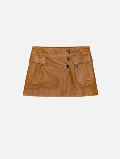 Women FRAME Leather Cargo Mini Skirt in