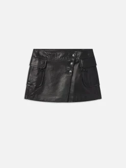 Women FRAME Leather Cargo Mini Skirt in