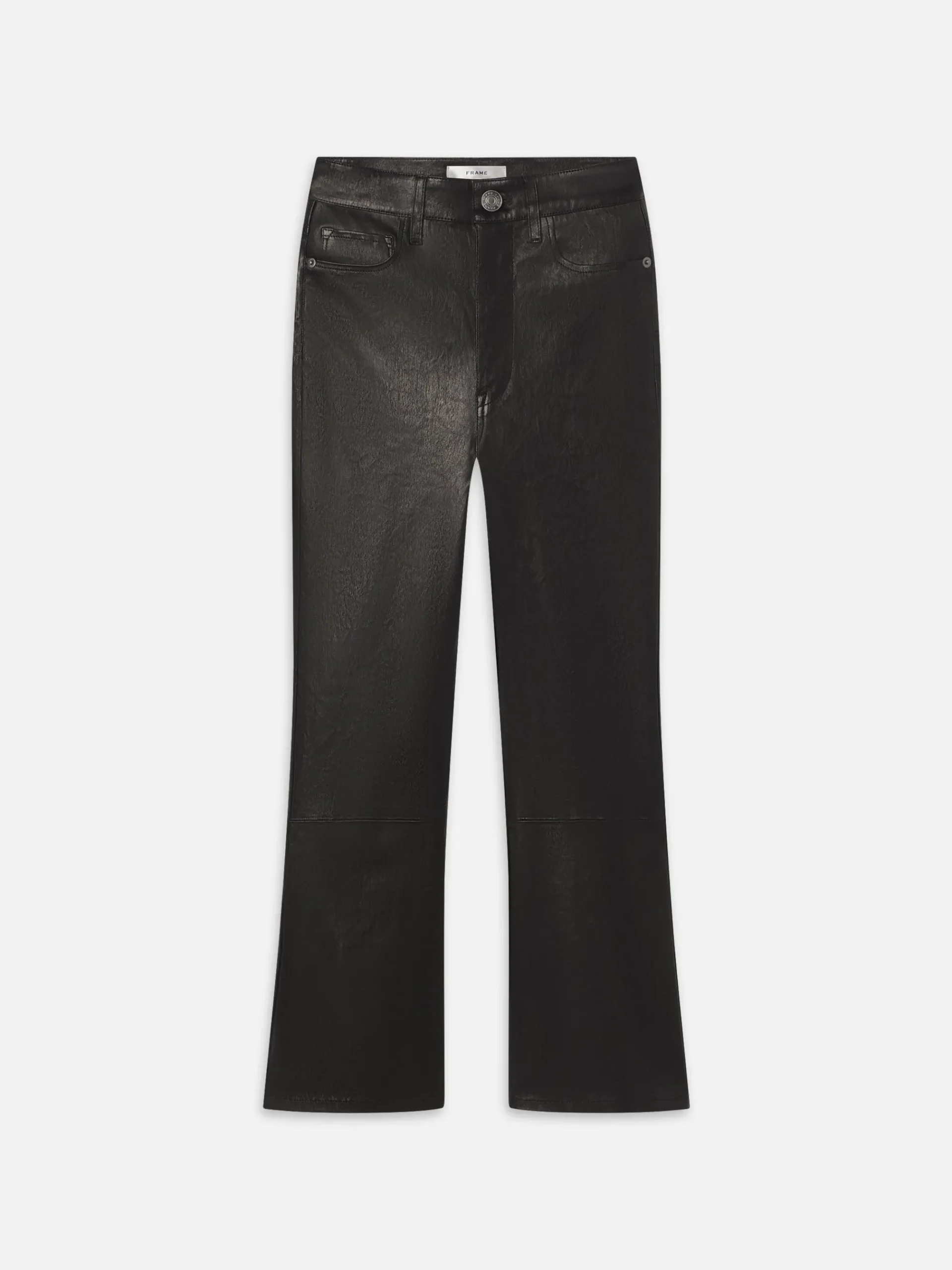 Women FRAME Leather Le Crop Mini Boot in Washed Black