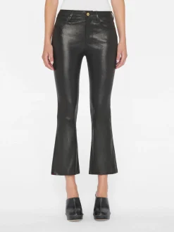 Women FRAME Leather Le Crop Mini Boot in Washed Black