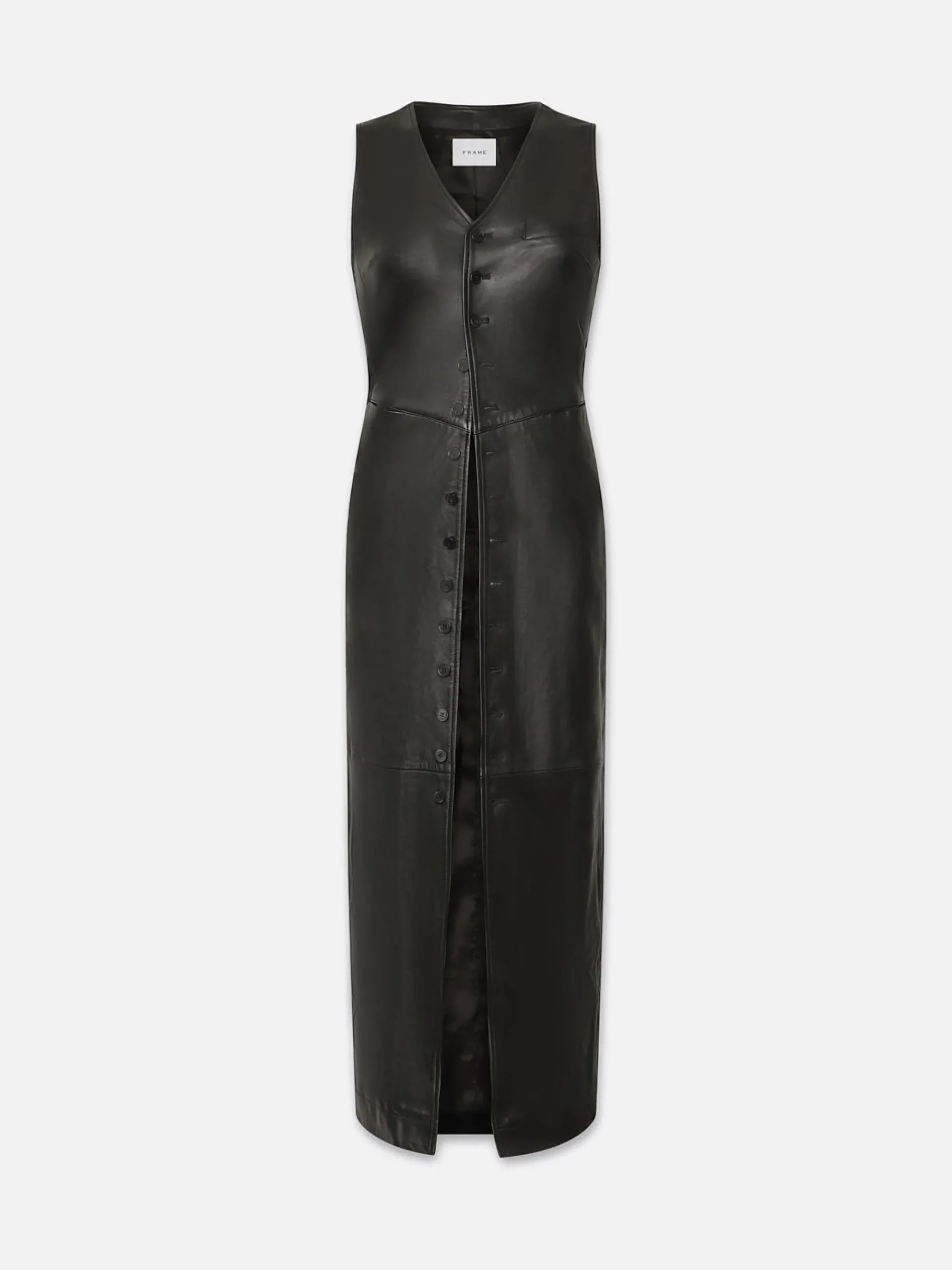 Women FRAME Leather Midi Vest Dress in