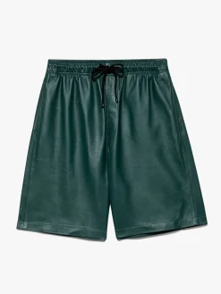 FRAME Leather Short in Dark Green