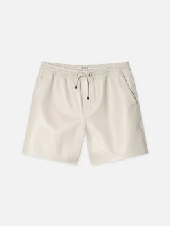 FRAME Leather Volley Short in White Canvas