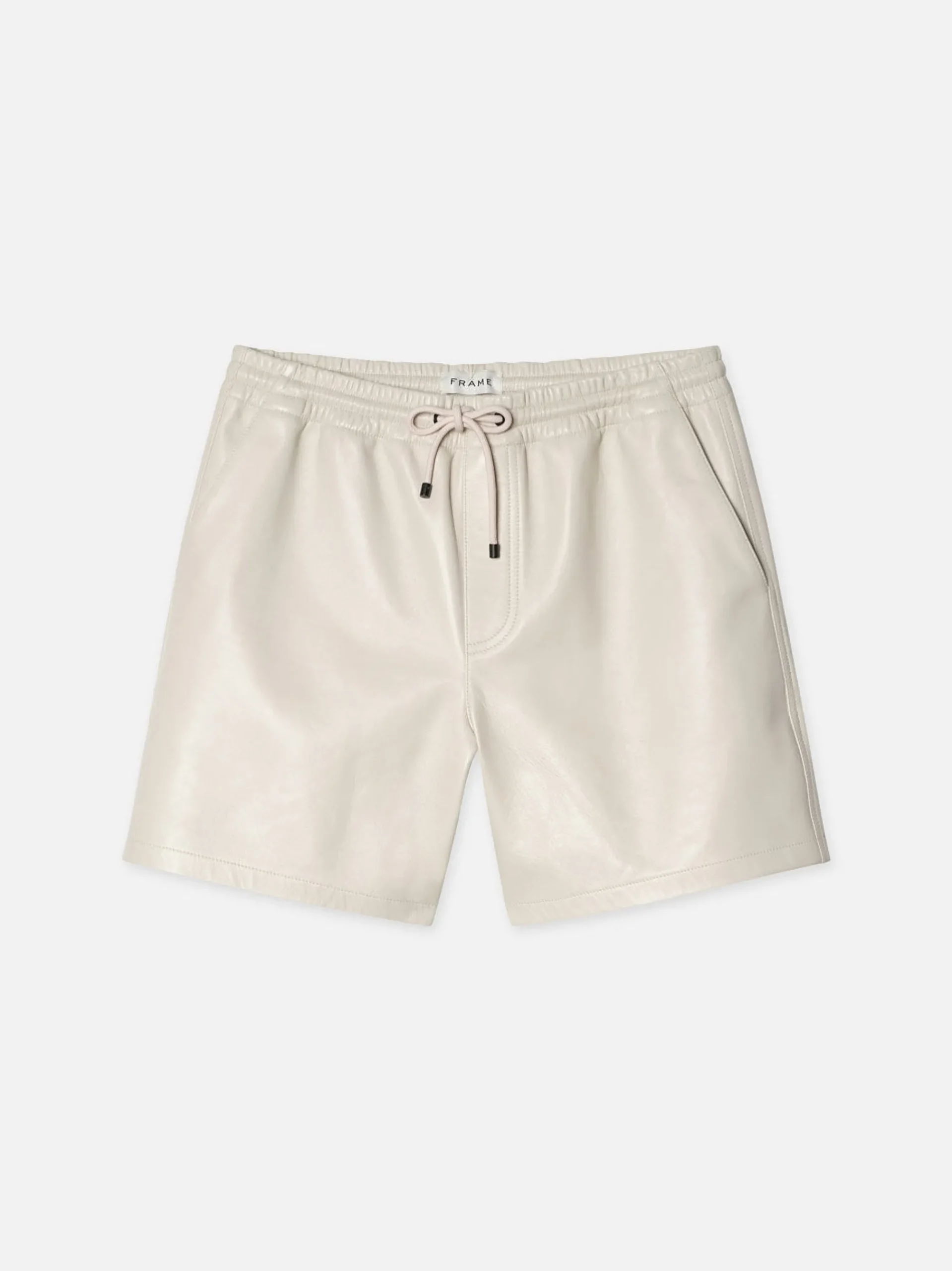 FRAME Leather Volley Short in White Canvas