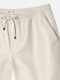 FRAME Leather Volley Short in White Canvas