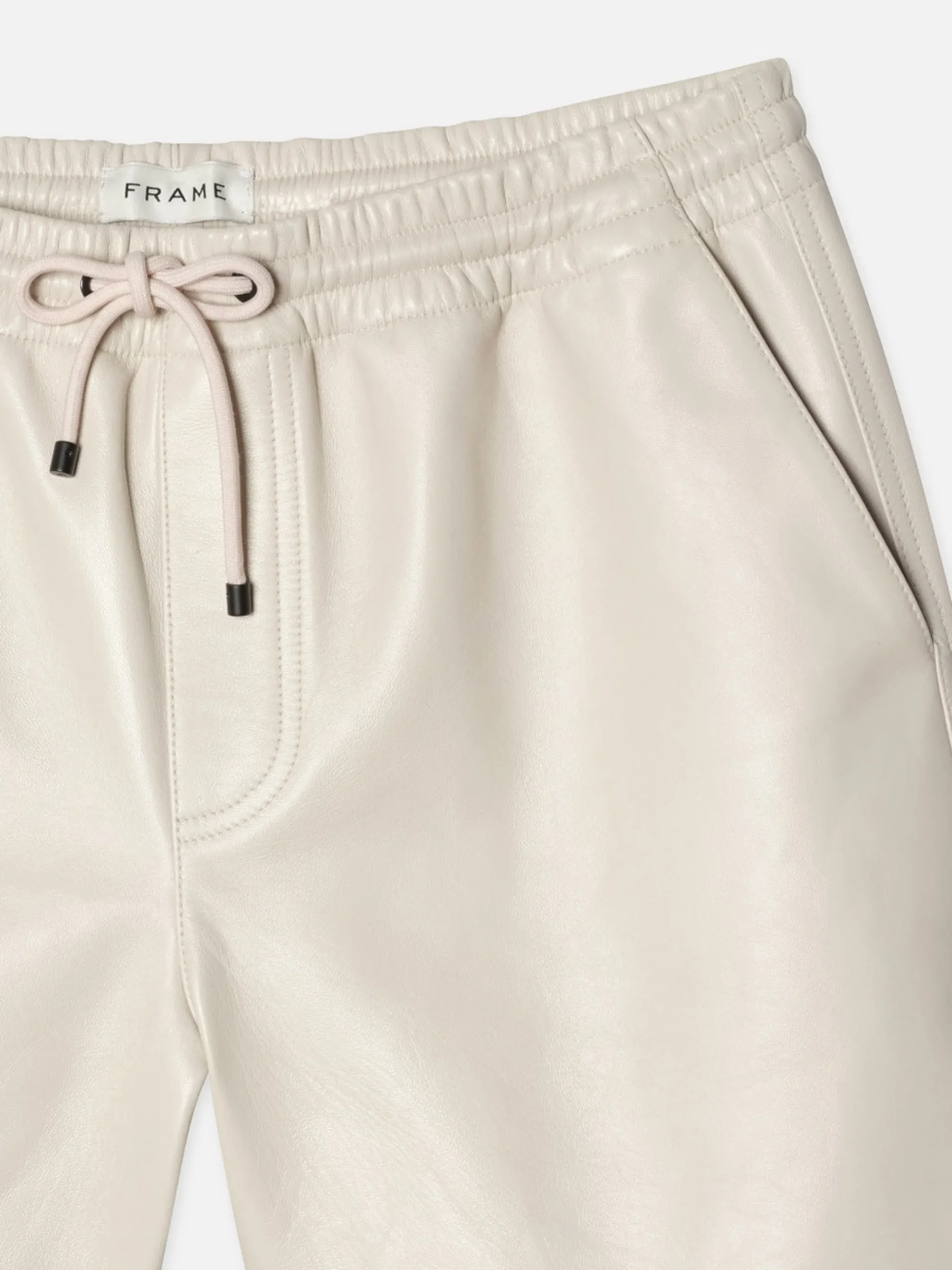 FRAME Leather Volley Short in White Canvas