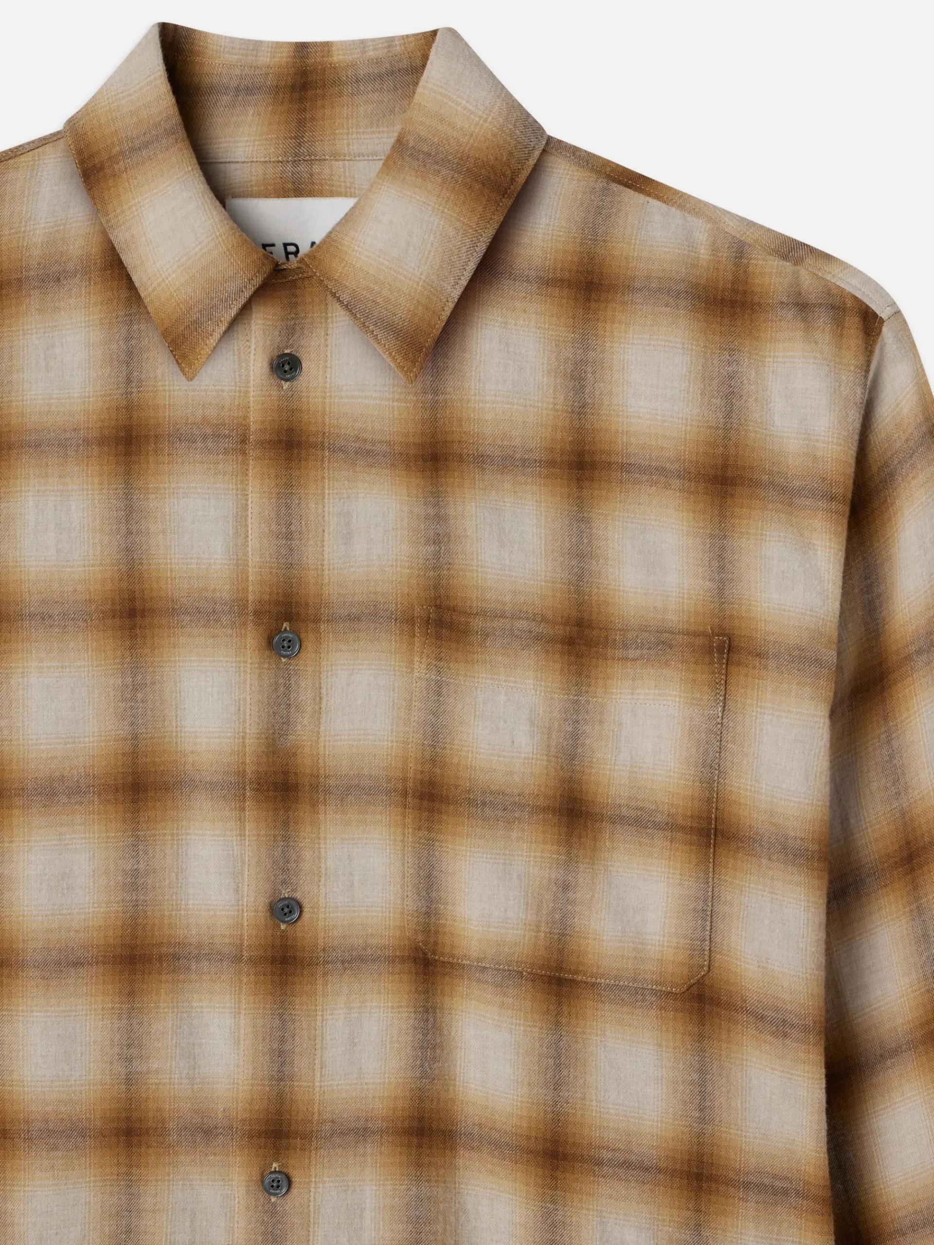 FRAME Light Weight Plaid Shirt in Tan Plaid