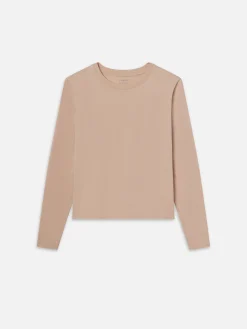 Women FRAME Long Sleeve Baby Tee in Almond Pink