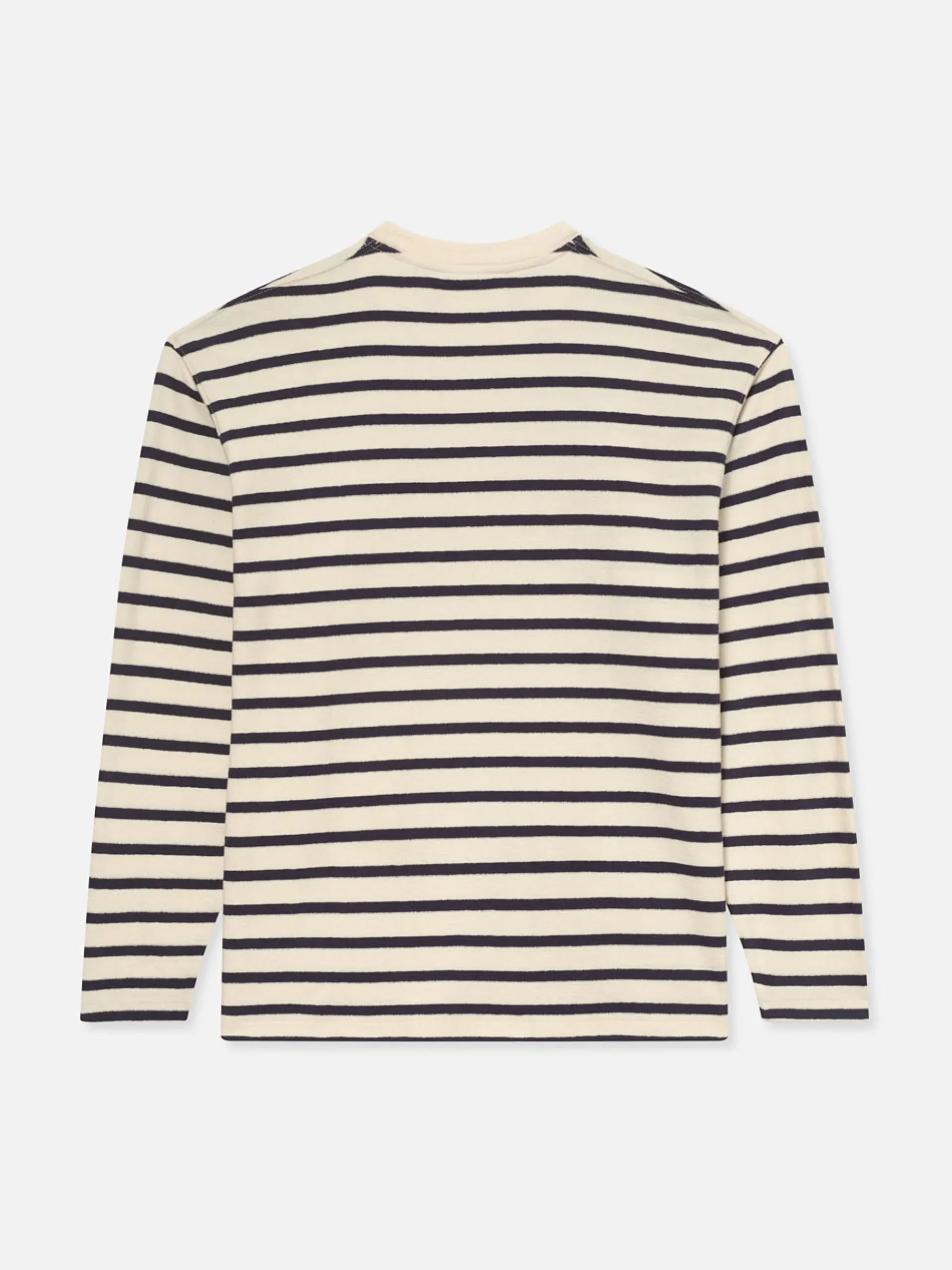 FRAME Long Sleeve Relaxed Striped Tee in Dark Navy Stripe