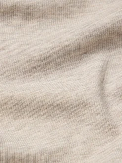 Women FRAME Long Sleeve Rib Button Crew in Oatmeal Heather