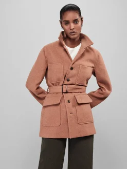 Women FRAME Melton Safari Jacket in Light Camel