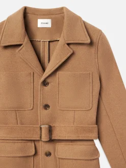 Women FRAME Melton Safari Jacket in Light Camel