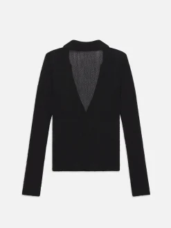 Women FRAME Mesh Lace Long Sleeve Polo in