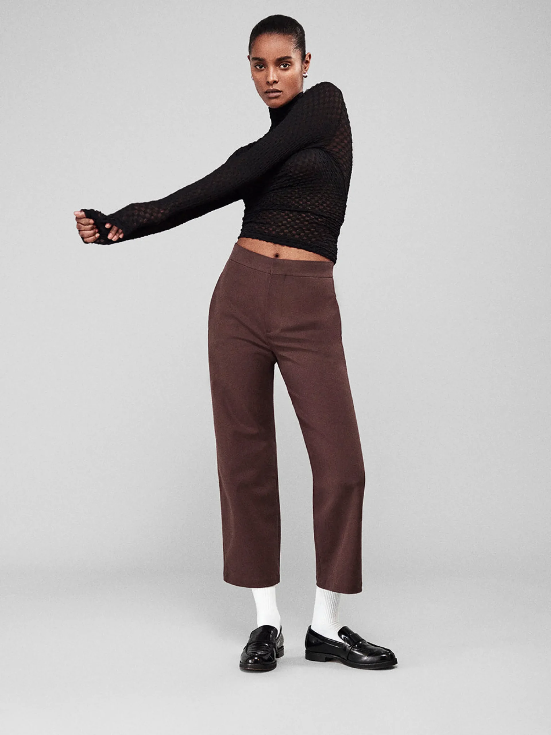 Women FRAME Mesh Lace Turtleneck in