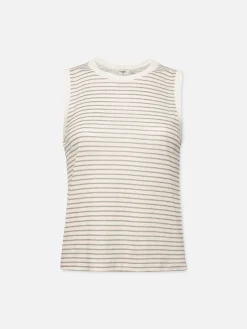 Women FRAME Muscle Crew Tee in Green Gem Multi