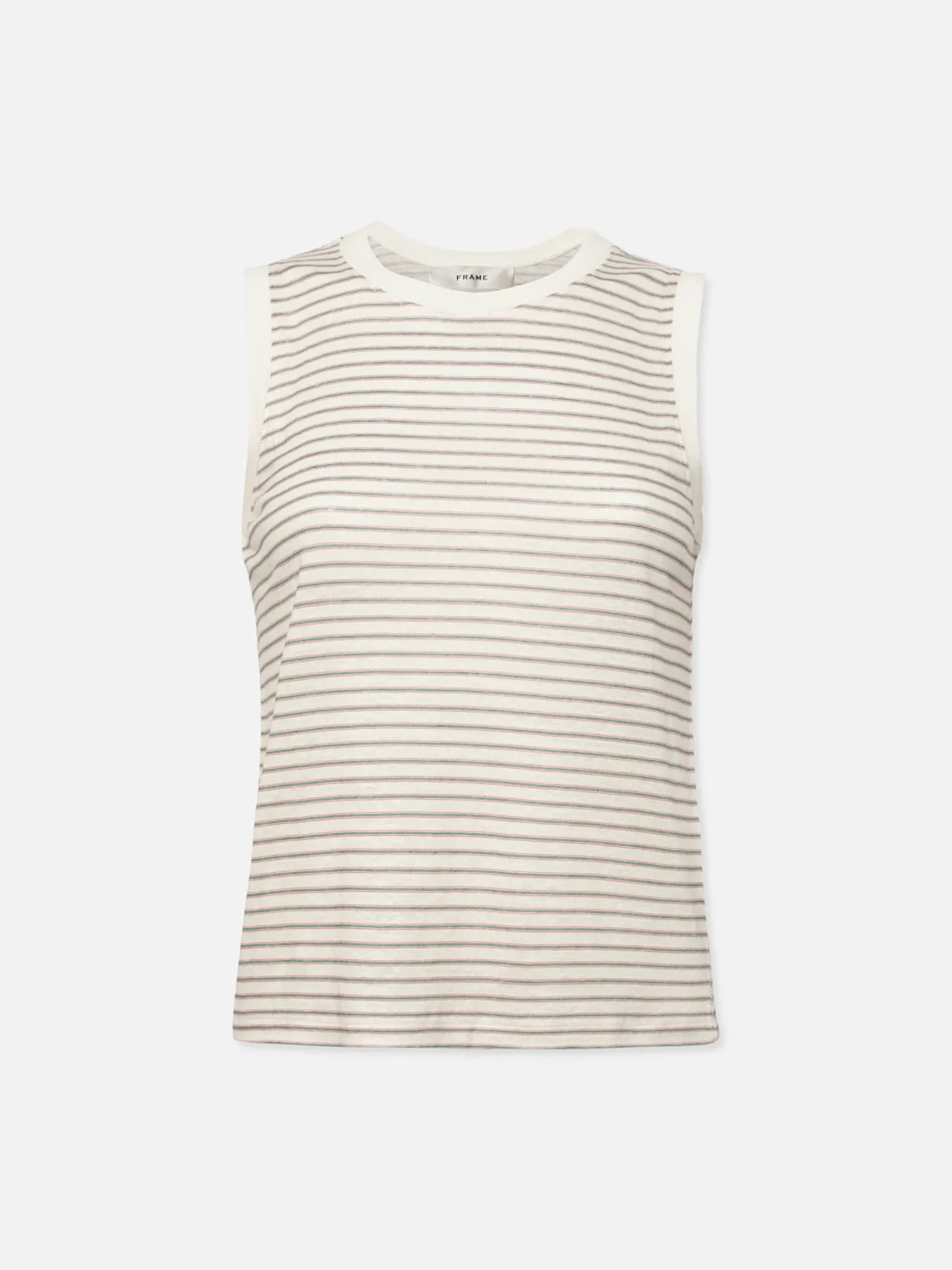 Women FRAME Muscle Crew Tee in Green Gem Multi