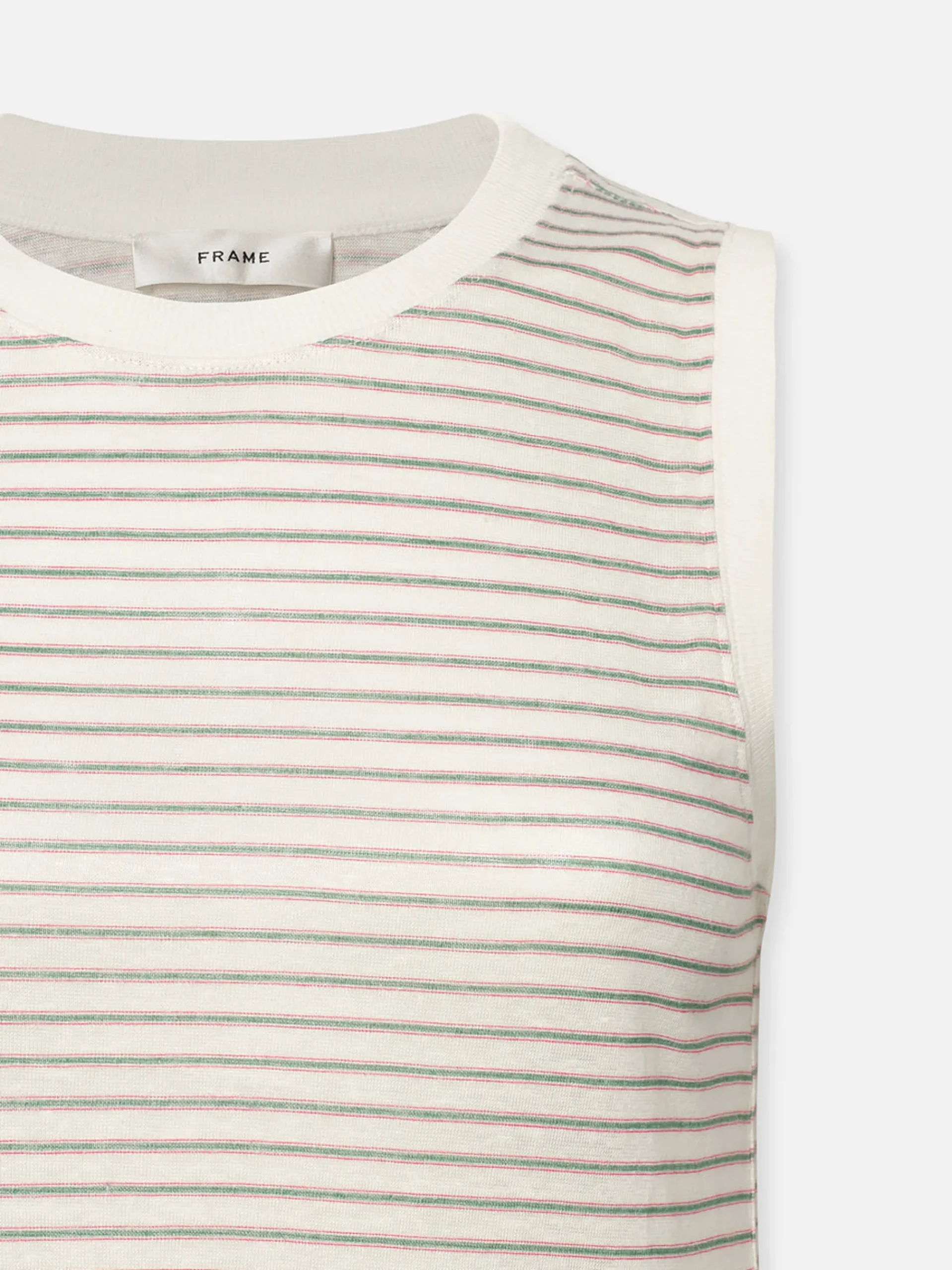 Women FRAME Muscle Crew Tee in Green Gem Multi