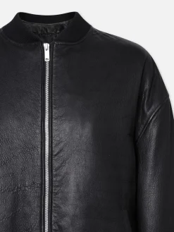 Women FRAME Oversized Leather Bomber in