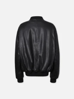 Women FRAME Oversized Leather Bomber in