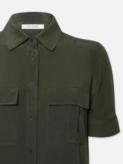 Women FRAME Patch Pocket Button Down in