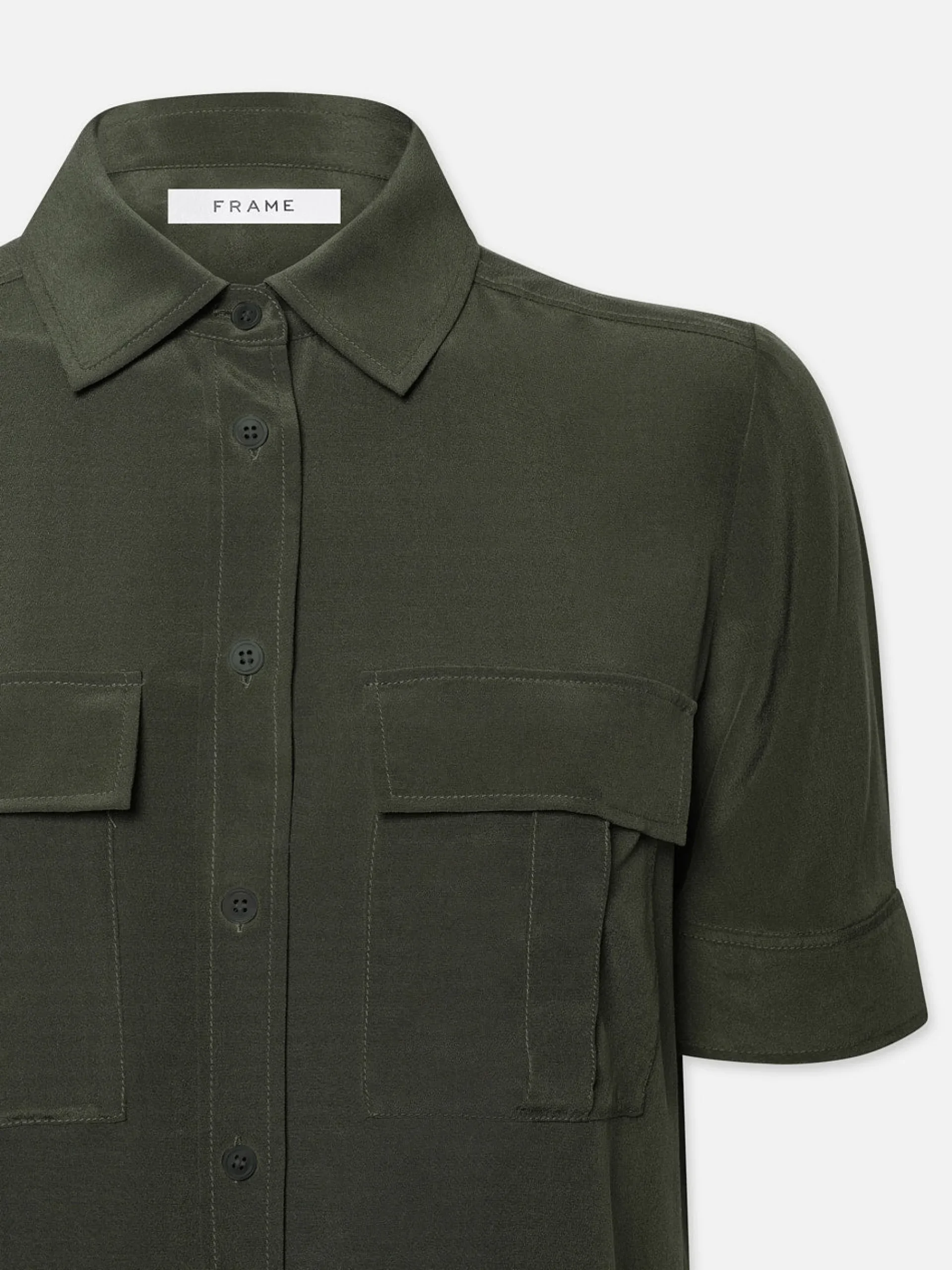 Women FRAME Patch Pocket Button Down in