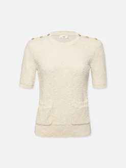 Women FRAME Patch Pocket Short Sleeve Sweater in