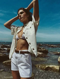 Women FRAME Patch Pocket Utility Shirt in