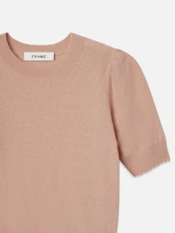 Women FRAME Pointelle Puff Sleeve Sweater in