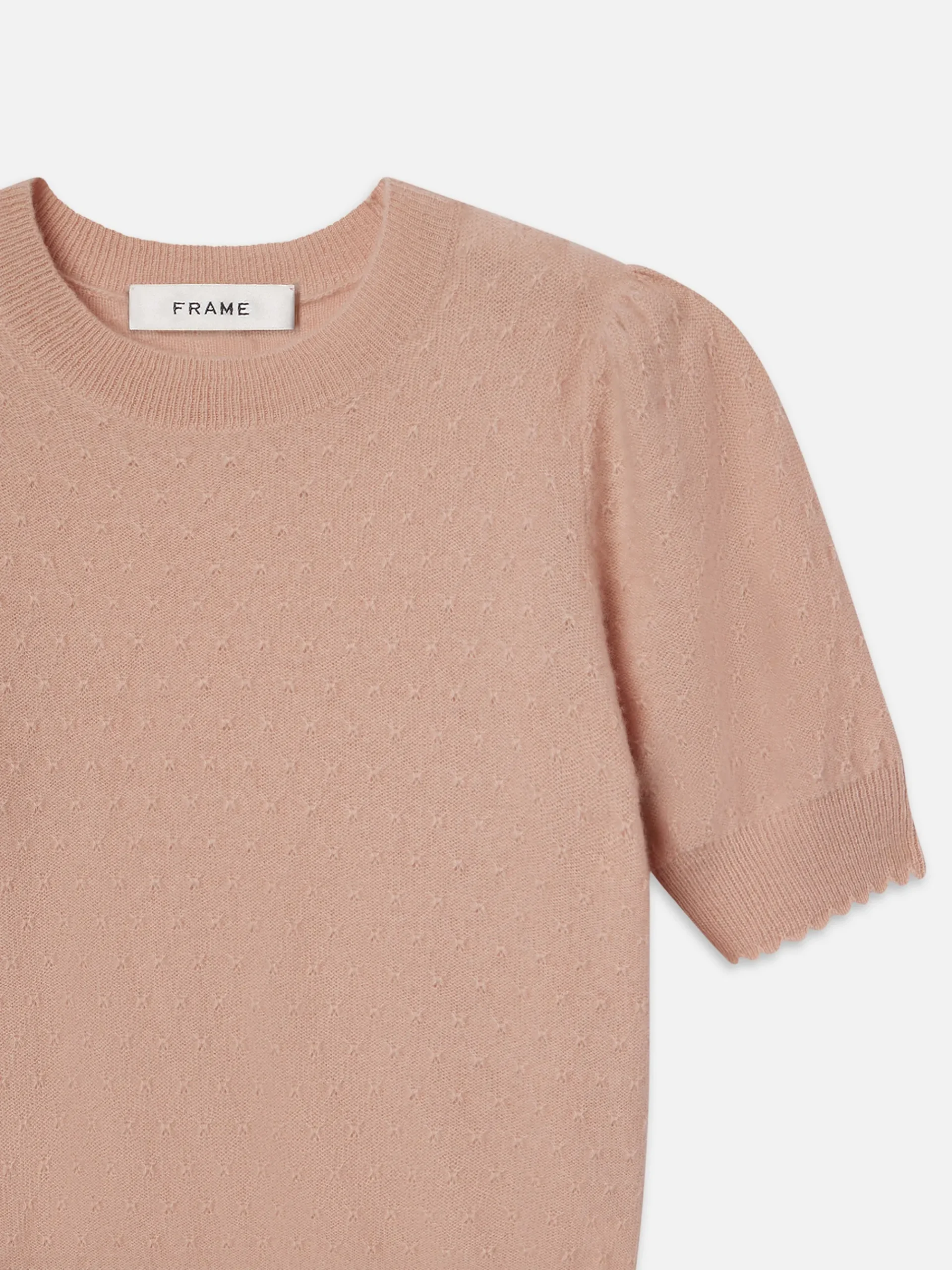 Women FRAME Pointelle Puff Sleeve Sweater in