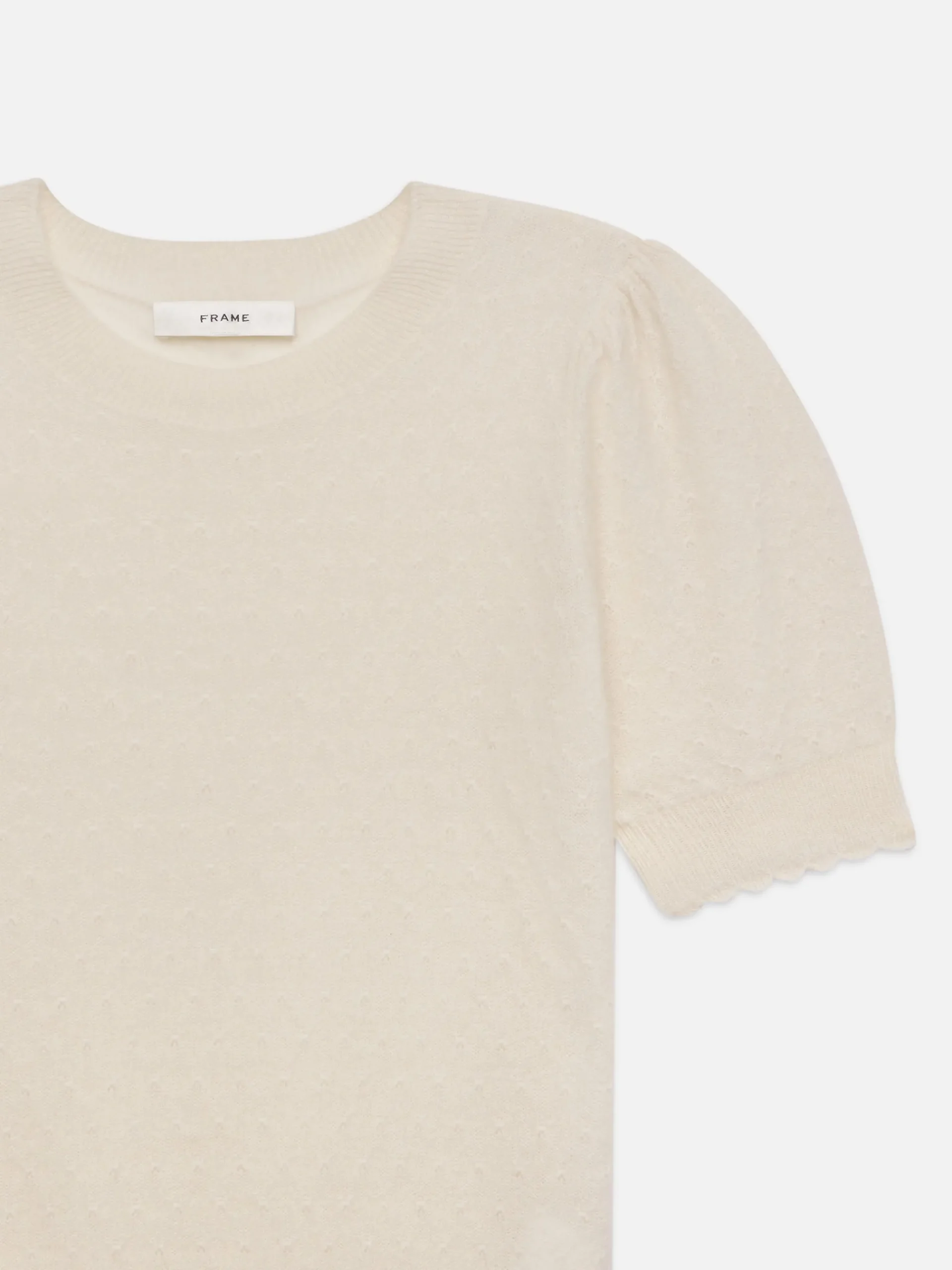 Women FRAME Pointelle Puff Sleeve Sweater in