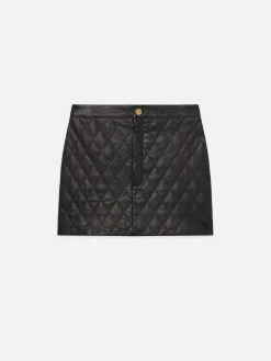 Women FRAME Quilted Leather Skirt in