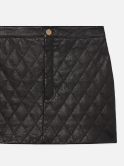 Women FRAME Quilted Leather Skirt in