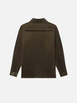 Women FRAME Raw Edge Double Pocket Shirt in Rich Military