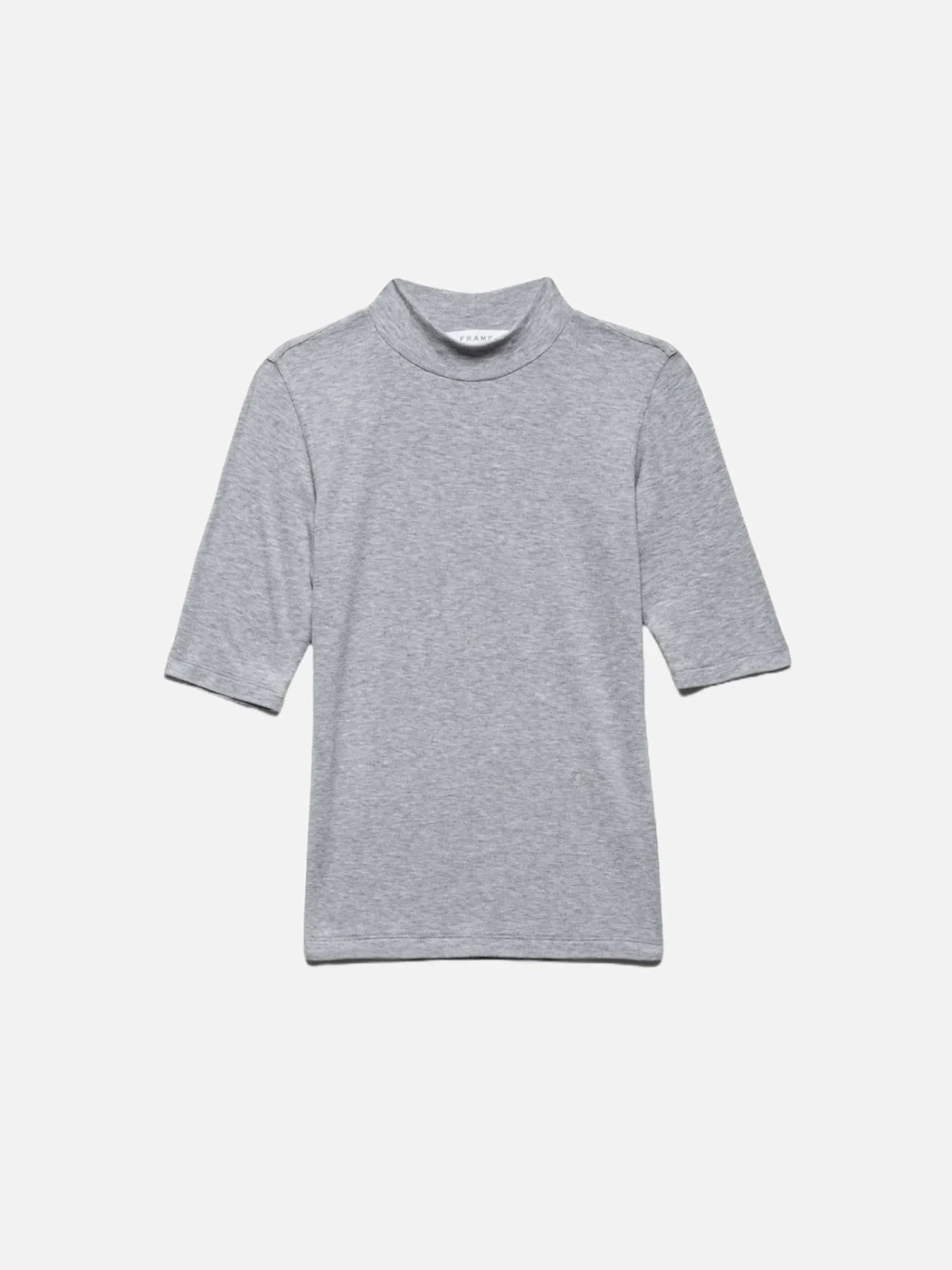 Women FRAME Refined Rib Mock Neck in Gris Heather