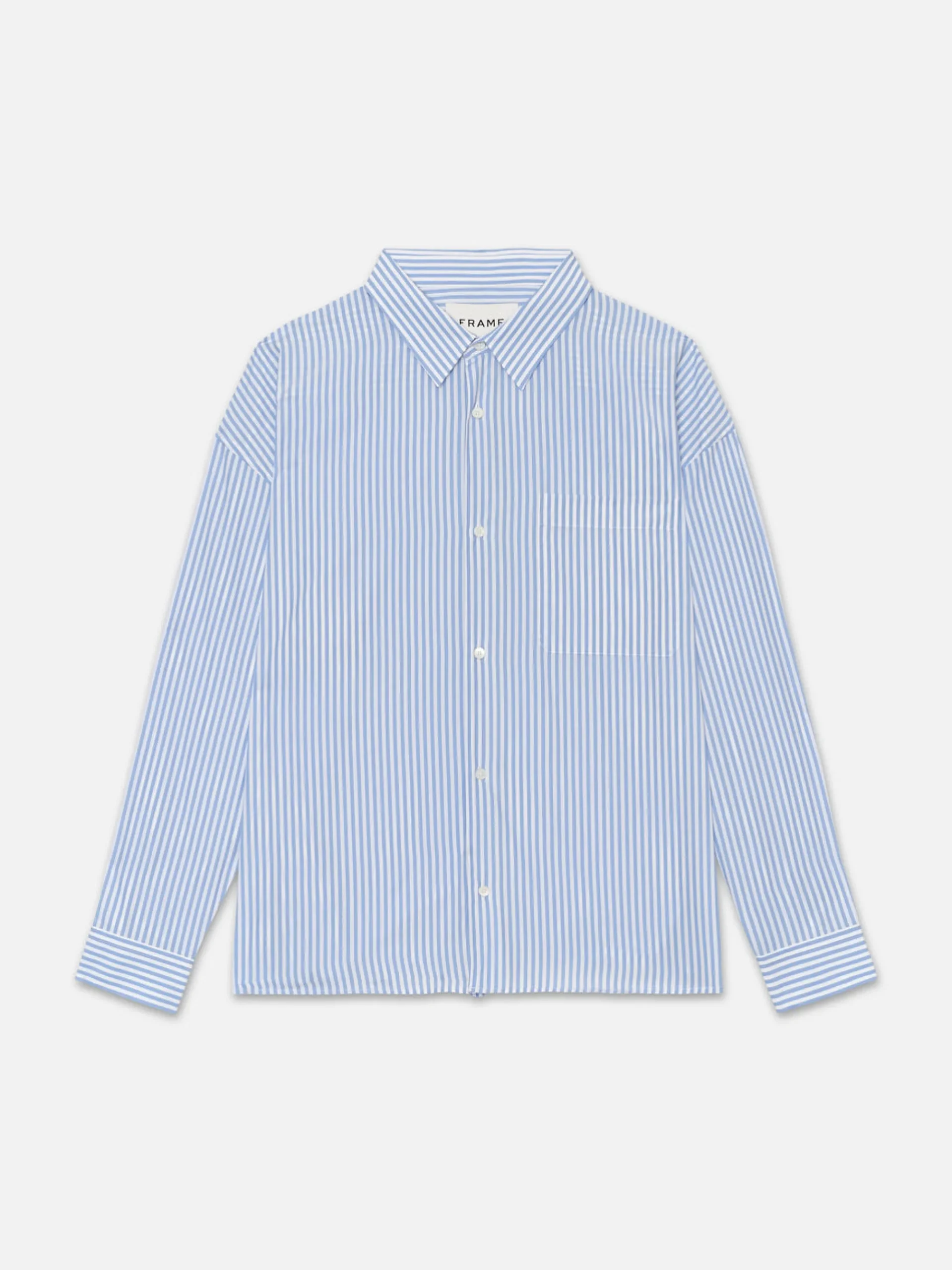 FRAME Relaxed Blue Striped Shirt in Blue Stripe