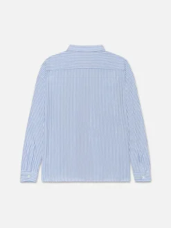 FRAME Relaxed Blue Striped Shirt in Blue Stripe