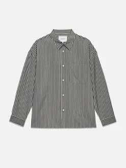 FRAME Relaxed Classic Shirt in Dark Navy Stripe