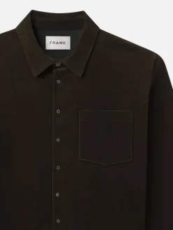 FRAME Relaxed Corduroy Overshirt in Dark Olive