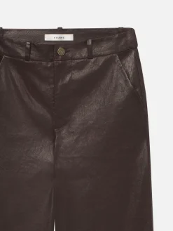 Women FRAME Relaxed Leather Trouser in Chocolate Brown