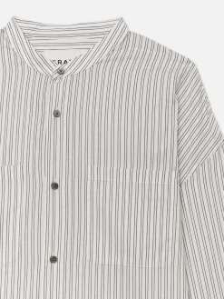 FRAME Relaxed Striped Shirt in Black White Stripe