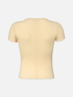 Women FRAME Rib Baby Crew Tee in